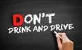 Don`t Drink and Drive text on blackboard Royalty Free Stock Photo