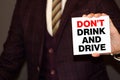 Don& x27;t Drink and Drive text on white card, concept Royalty Free Stock Photo