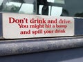 Don`t drink and drive. You might hit a bump and spill your drink. Royalty Free Stock Photo