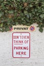Don't even think of parking here!