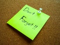 Don't forget on post it note