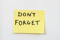 Don't forget on yellow sticky note