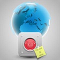 Don`t kill the world vector with button and paper Royalty Free Stock Photo