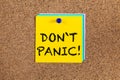 Don`t panic! on corkboard Royalty Free Stock Photo