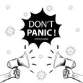 Don`t panic lettering with megaphone.