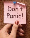 Don't Panic Note Means No Panicking Or Relaxing