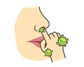 Don`t pick your nose. The virus enters the body.
