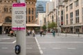 Don`t push the button sign of traffic light  button is provided for pedestrian crossing street in Sydney, to safely cross the roa Royalty Free Stock Photo