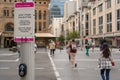 Don`t push the button sign of traffic light  button is provided for pedestrian crossing street in Sydney, to safely cross the roa Royalty Free Stock Photo