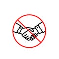 Don`t shake hands vector icon. Prevention direct contact with infection Coronavirus illustration sign. warning element avoid hand