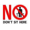 Don`t sit here for Keep Social Distance. For prevention of spreading the infection in Covid-19. Vector illustration of people ico Royalty Free Stock Photo