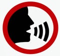 Don`t talk loud in this area, courtesy sign. Royalty Free Stock Photo