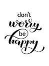 Don`t worry Be Happy lettering. Vector illustration