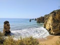 Dona Ana beach cliffs and sea in Lagos Portugal Royalty Free Stock Photo