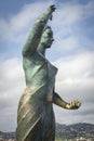 Dona Marinera monument to wife`s sailor in Lloret de Mar in Costa Brava, Spain.