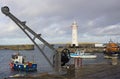 Donaghadee Harbour and Lighthouse on the Ards Peninsula i Royalty Free Stock Photo