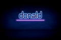 Donald - blue neon announcement signboard