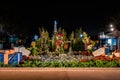 Donald, Chip, Dale, Snowman and Goofy topiaries at Epcot 73. Royalty Free Stock Photo