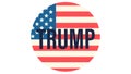 Donald Trump badge, round shape flat design flyer for United states campaign. USA american election voting. US flag Royalty Free Stock Photo