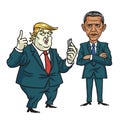 Donald Trump and Barack Obama. Cartoon Vector Illustration. June 28, 2017 Royalty Free Stock Photo