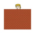 Donald Trump Behind A Brick Wall Vector Illustration