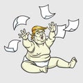 Donald Trump the Big Baby with Messy Papers. June 1, 2017