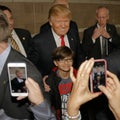 Donald Trump campaigns at Nevada Caucus polling station, Palos Verde Highschool, NV Royalty Free Stock Photo