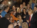 Donald Trump campaigns at Nevada Caucus polling station, Palos Verde Highschool, NV Royalty Free Stock Photo