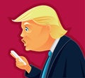 Donald Trump Checking his Phone Vector Caricature