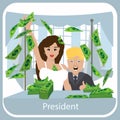Donald Trump with his wife girlfriend. many dollar Royalty Free Stock Photo