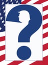 Donald Trump is in an image that is part of a question mark design in an illustration about if he will be the Republican choice