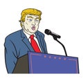 Donald Trump Inauguration Speech Vector Portrait Illustration Royalty Free Stock Photo