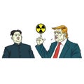 Donald Trump and Kim Jong-un Portrait Vector with Nuclear Sign. July 3, 2017