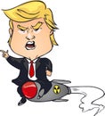 Donald trump on nuclear missile cartoon vector image Royalty Free Stock Photo