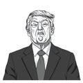 Donald Trump Portrait. Black and White Caricature Illustration Vector. September 23, 2017 Royalty Free Stock Photo