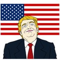 Donald Trump President of United States of America with Flag Background, Flat Design, Vector, Illustration