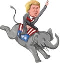 Donald Trump Riding Republican Elephant Caricature