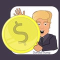 Donald Trump`s smile. Dollar oligarch. Vector illustration eps 10. It is easy to separate a background white. in hands. Royalty Free Stock Photo