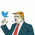 Donald Trump and Social Media Communication. Vector Cartoon. June 10, 2017 Royalty Free Stock Photo