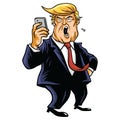 Donald Trump and Social Media. Using Mobile Phone Royalty Free Stock Photo