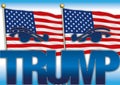Donald Trump, US president, illustration with US flag, United States of America