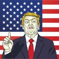 Donald Trump Vector Portrait Illustration on American Flag. October 12, 2017 Royalty Free Stock Photo