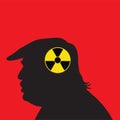 Donald Trump Vector Silhouette with Nuclear Sign Symbols. March 28, 2017