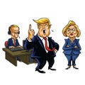 Donald Trump, Vladimir Putin, and Hillary Clinton Cartoon. June 2, 2017
