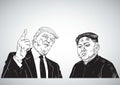 Donald Trump Vs Kim Jong-un. Vector Portrait Drawing Illustration. October 31, 2017 Royalty Free Stock Photo