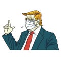 Donald Trump Wearing Surgical Mask Anti Corona Virus Cartoon Vector Drawing Illustration. March 15 , 2020