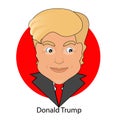 Donald Trump on a white background. illustration. head icon red tie and black jacket