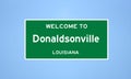 Donaldsonville, Louisiana city limit sign. Town sign from the USA