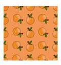 Orange fruit with a green leaf seamless vector pattern Royalty Free Stock Photo