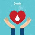 Donate blood bag on blue background.